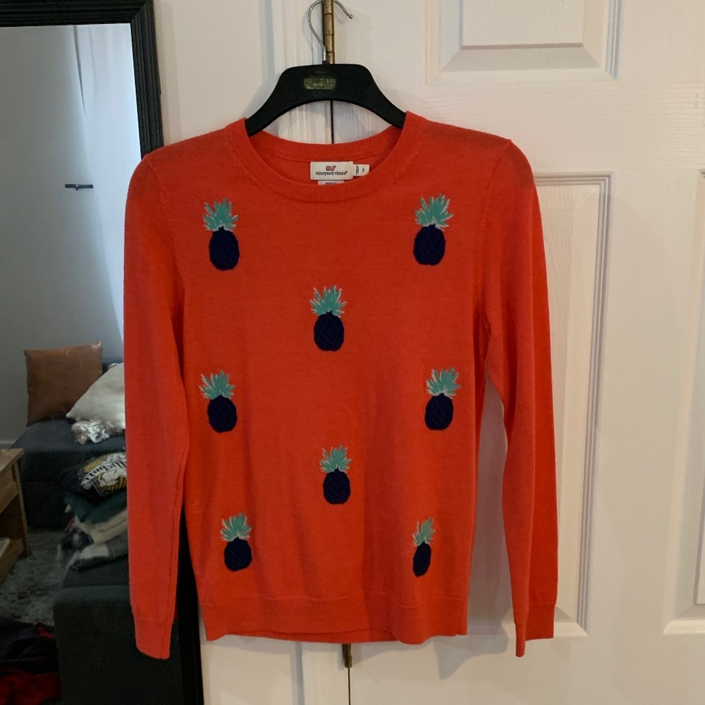 Vineyard Vines Orange Pineapple Cashmere - Size S